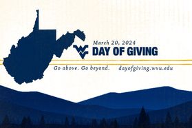 The Day of Giving logo is shown in blue letters on a white background beside an outline of the state and above outlines of mountains.