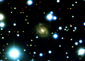 illustration of galaxy, bright dots on black background