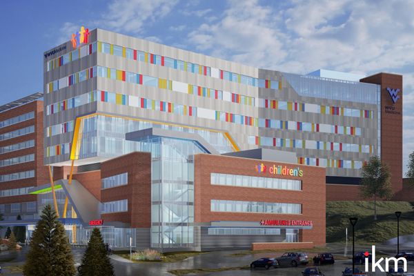 Exterior of Ruby memorial hospital showing new look to the children's wing.