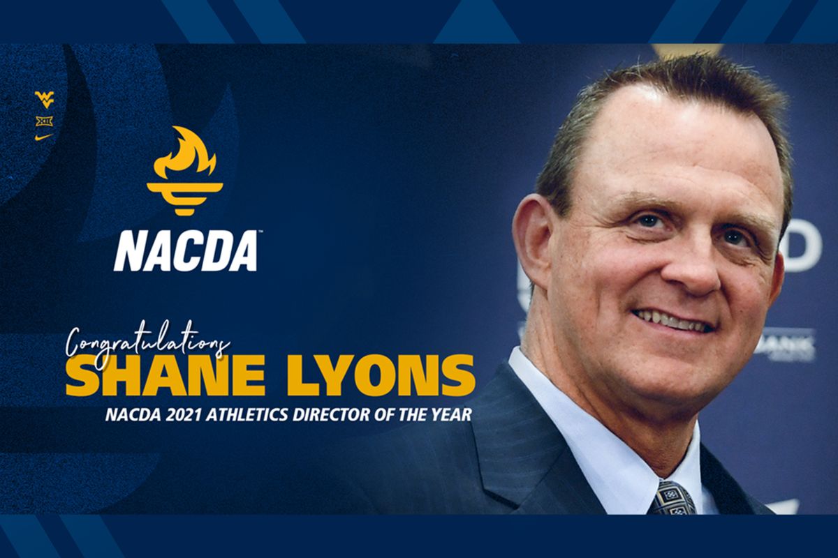 smiling man on graphic NACDA SHANE LYONS Athletic Director of the Year