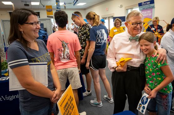 WVU President Gordon Gee interacts with visitors at the WV State Fair