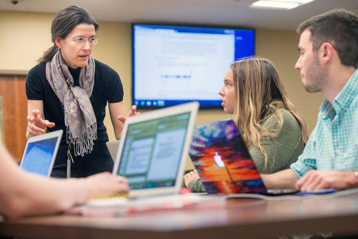 WVU faculty member instructs students