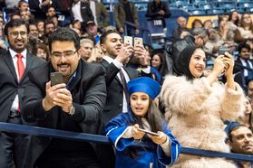 Amjad Khavabah, daughter Ghazal and friends make pictures and share the excitement of commencement, Amjad’s wife graduated with a degree in Industrial Management December 15, 2017.
