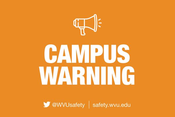 This is an orange block with white text that says Campus Warning