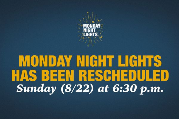 announcement for WVU's Monday Night Lights reschedule