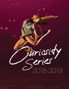 A young woman leaps in dance; graphic for the WVU Curiosity Series