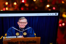 President Gee during virtual commencement over Zoom