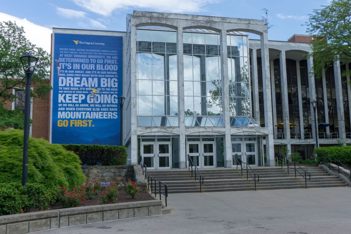 Mountainlair, with reflected blue sky and manifesto