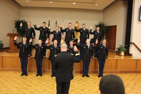 Army ROTC cadets being commissioned