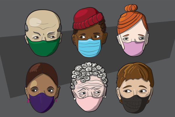 people of different races and ages wearing masks