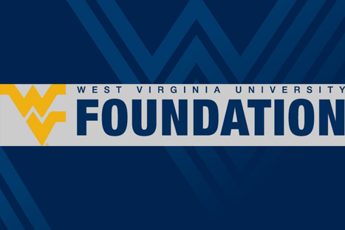 logo for WVU Foundation on blue background