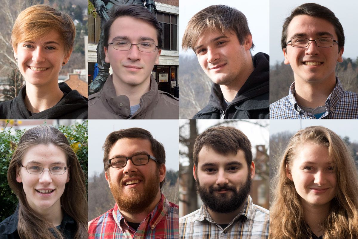 Headshot collage of the eight student recipients of the NASA Space Grant fellowship scholarship