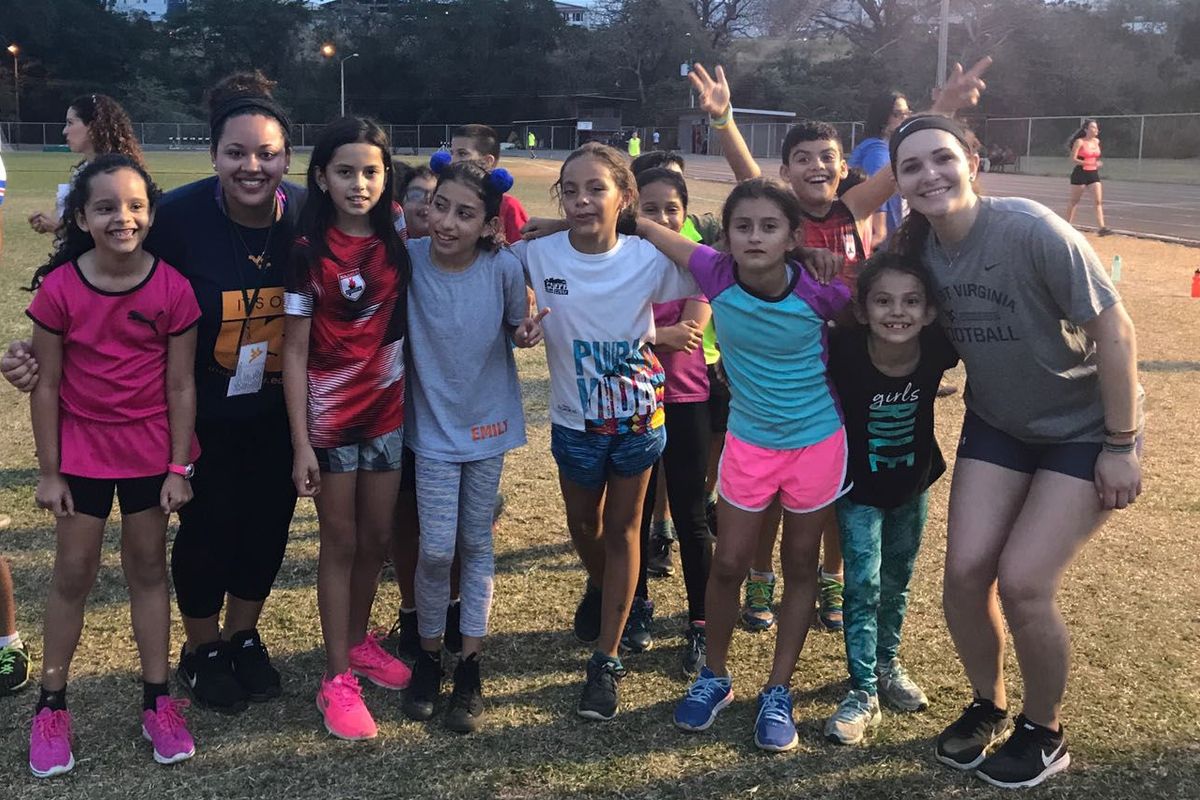 WVU students with a kids soccer team in Costa Rica