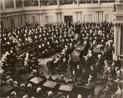 Photograph of British Prime Minister Winston Churchill addressing a joint meeting of Congress, December 26, 1941