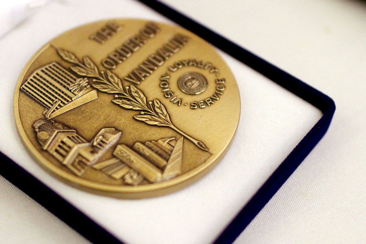 The gold Order of Vandalia medallion is shown on a white background in a dark case.