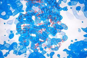mass of blue splotches and splatters