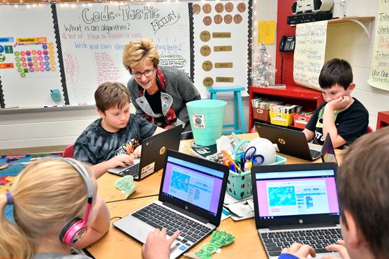 Students in Mrs. Mattern's third grade classroom participate in a day of CODE