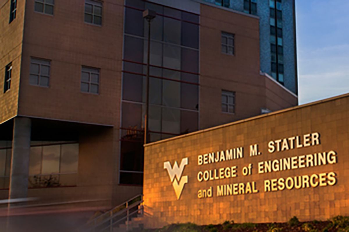 Photo of the Statler College name in front of building