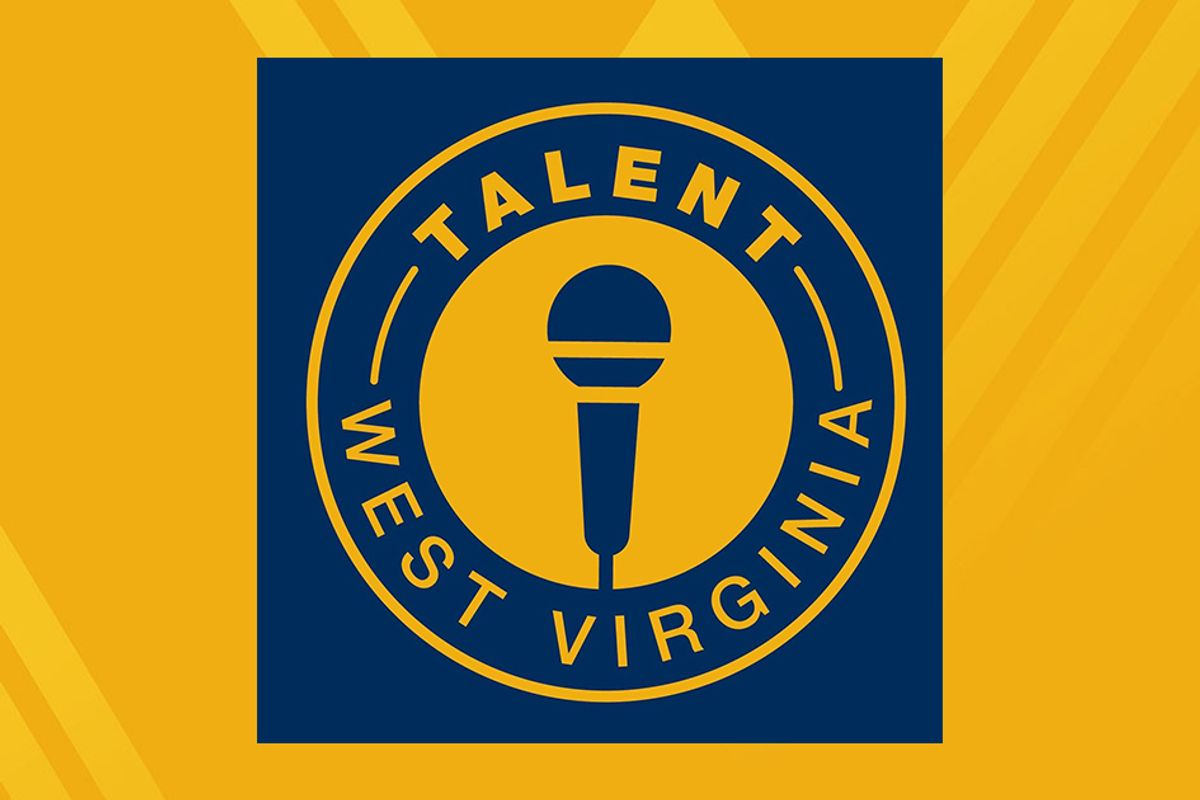 graphic for talent WV on gold background