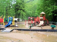 Playground equipment after a flood. 