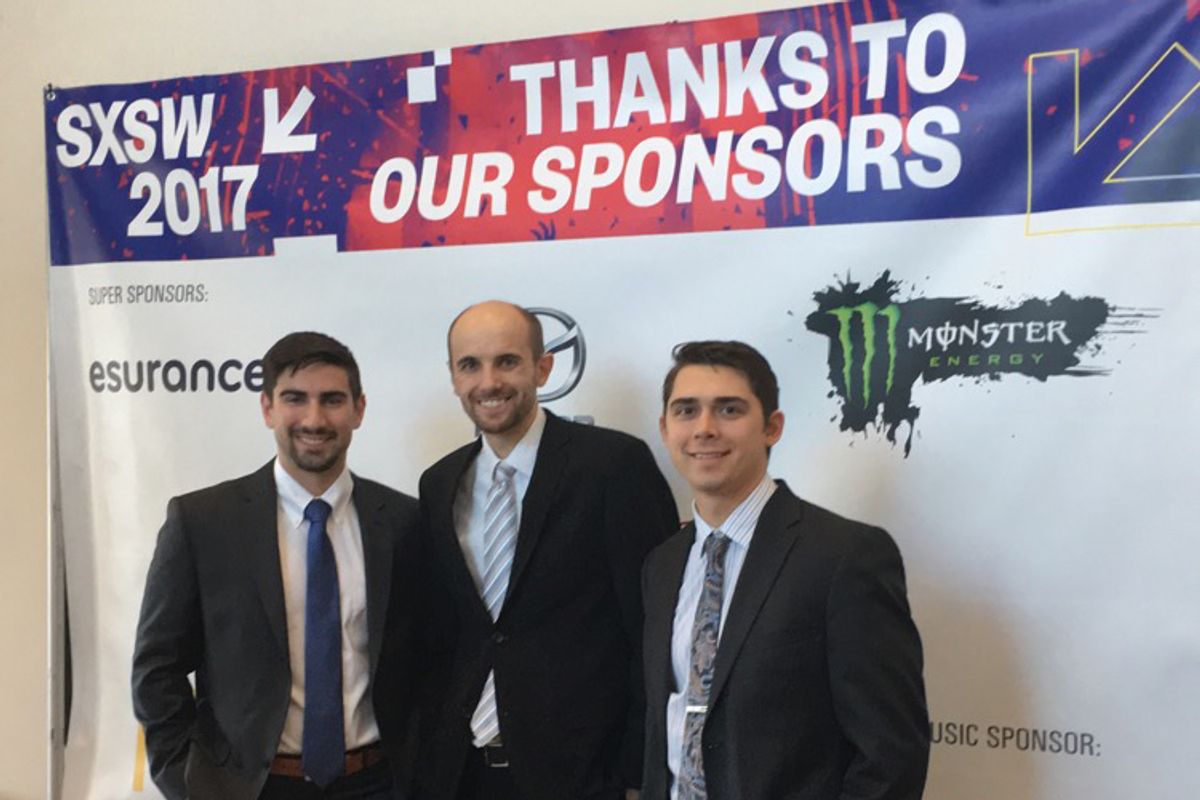 Brandon Cook, Brandon Lucke-Wold and Zachary Wright at PitchTexas, where they took third place and $2,000