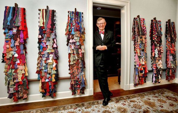 President Gee with his bowtie collection.