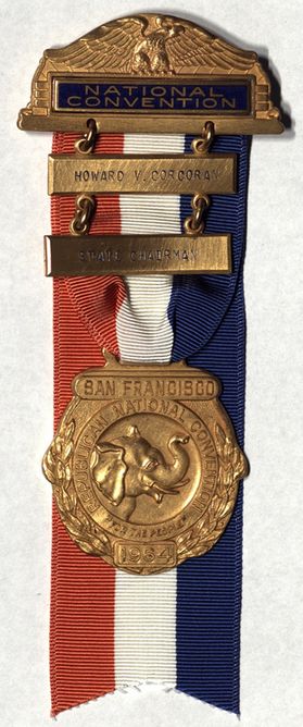 tiered pin on red, white, blue ribbon