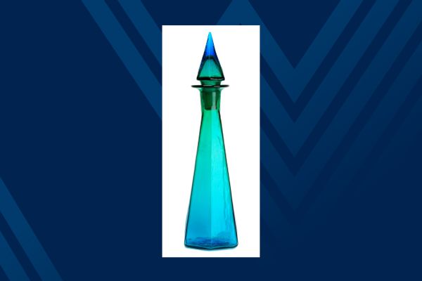 Blenko Glass vase in blue and aqua designed for WV's 155th