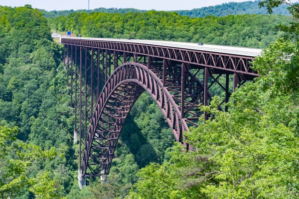 The New River Gorge Bridge shot in summer located in Souther West Virginia near.