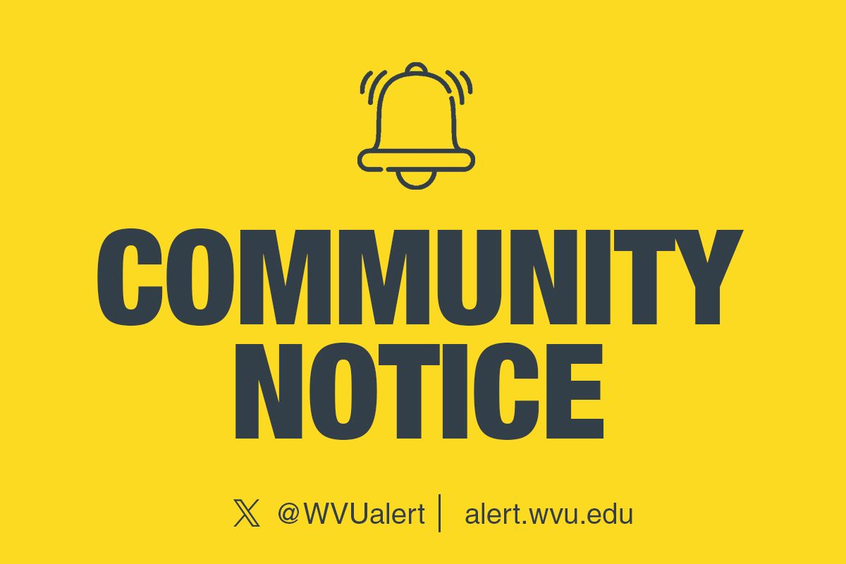 A gold graphic includes the words Community Notice in blue under a bell.