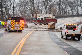 A rock slide closed a portion of Route 19 in Morgantown Feb. 10, 2020.