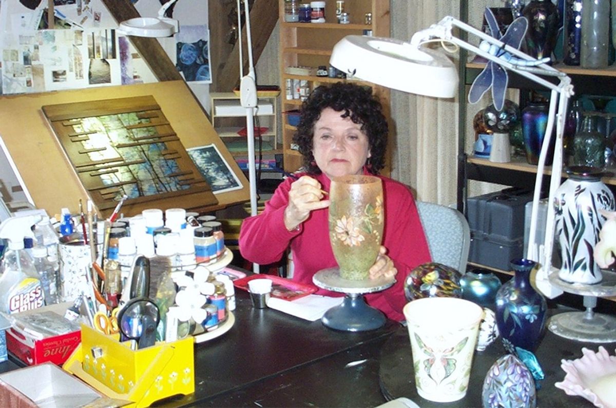 Martha Renolds works on a project in her studio