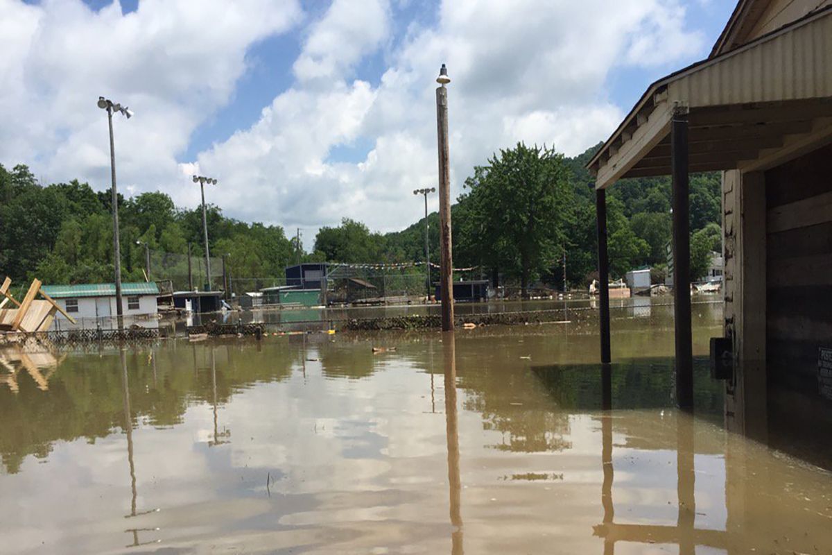 This is a flood street in Rainelle, West Virginia, in June 2016.