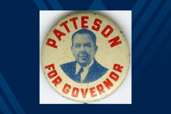 campaign button on blue background