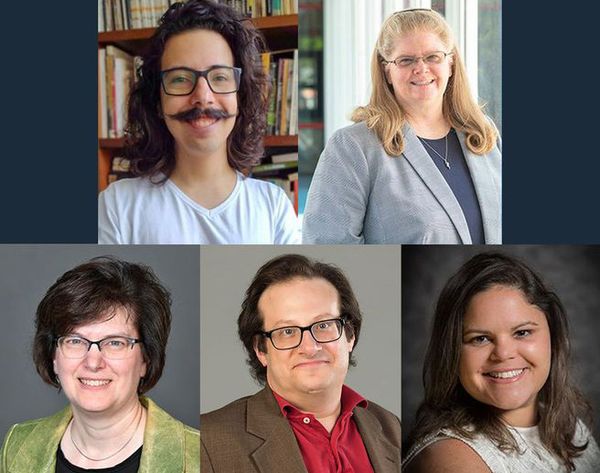 Grid of five headshots of WVU faculty members including two men and three women. 