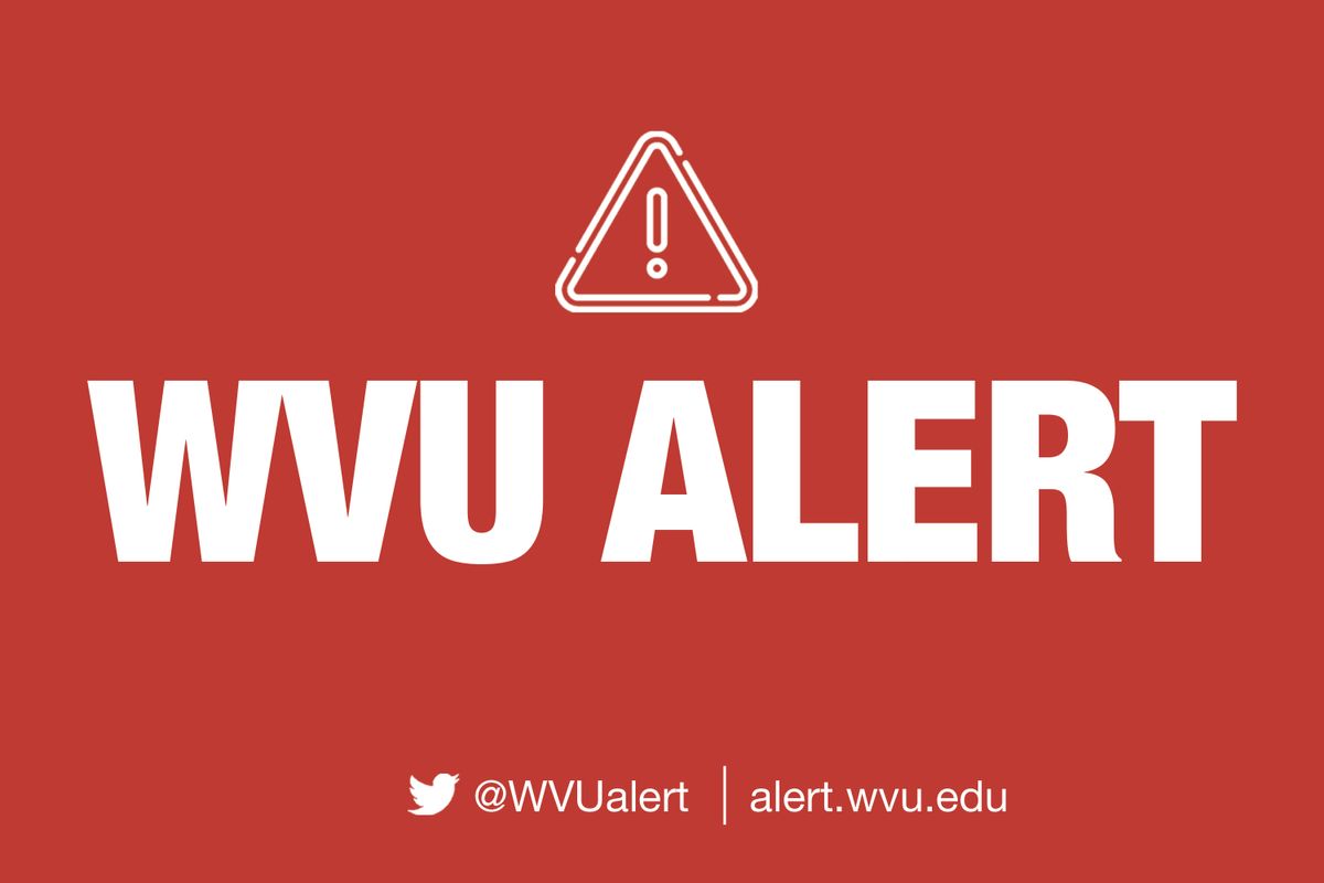 A red box with white letters that say WVU Alert