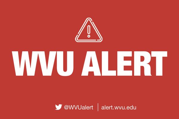 This is a red graphic with the words WVU Alert in white.