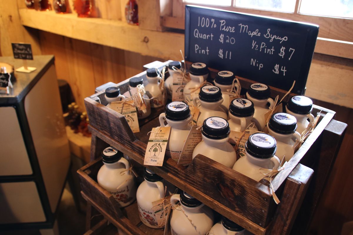 syrup display from local farm